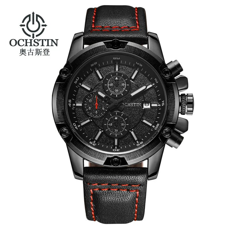 Мужские кварцевые наручные часы OCHSTIN черные роскошные в стиле милитари