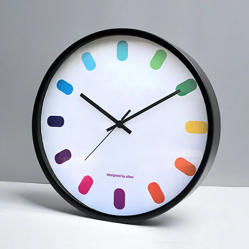 Цвет: желтый Мода настенные часы Гостиная украшения Reloj в сравнению Цвет номер металла границы современный Спальня офисные малыша Спальня - Цвет: Цвет: желтый