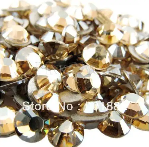 Gold Shadow S6~ ss34 AAAAA высокое качество кристалл не горячей фиксации Стразы супер яркие стеклянные стразы 3D дизайн ногтей украшения DIY платье одежда - Цвет: Gold Shadow