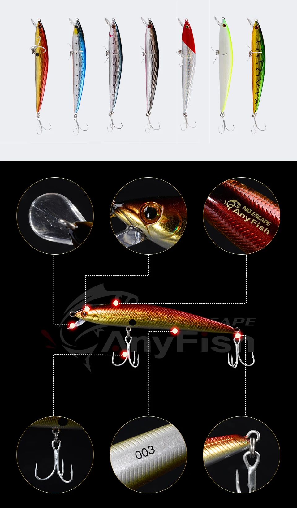 ANYFISH RV MINNOW 95F плавающая приманка для рыбалки 9,5 см 8,2 г жесткая приманка с 2 рыболовными крючками Aritificial Bait воблер глубина погружения 1-1,2 м