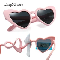 longkeeper baby girl sunglasses for children heart 2020 tr90 black pink red heart sun glasses for kids polarized flexible uv400