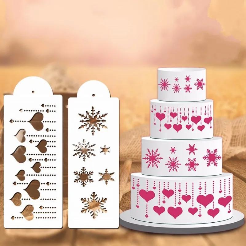 

Christmas Love Snowflake Flower Cake Stencil DIY Cake Spray Fondant Template Cookie Cake Decorating Molds Kitchen Baking Tools