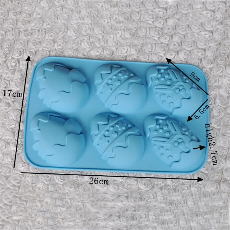 Пасхальное украшение для торта 6 отверстий три узора пасхальные яйца силиконовые