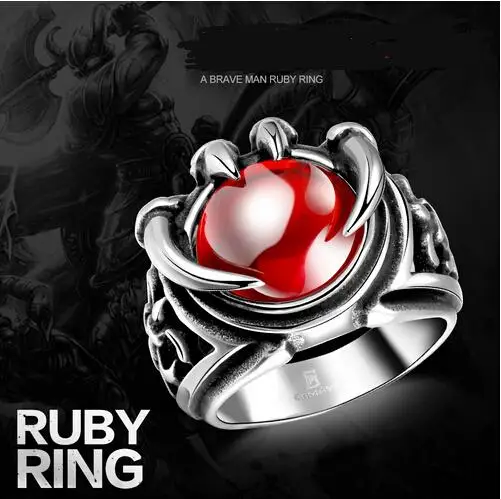 925 просеиватель покрытые кольца для женщин Европа большой красный камень