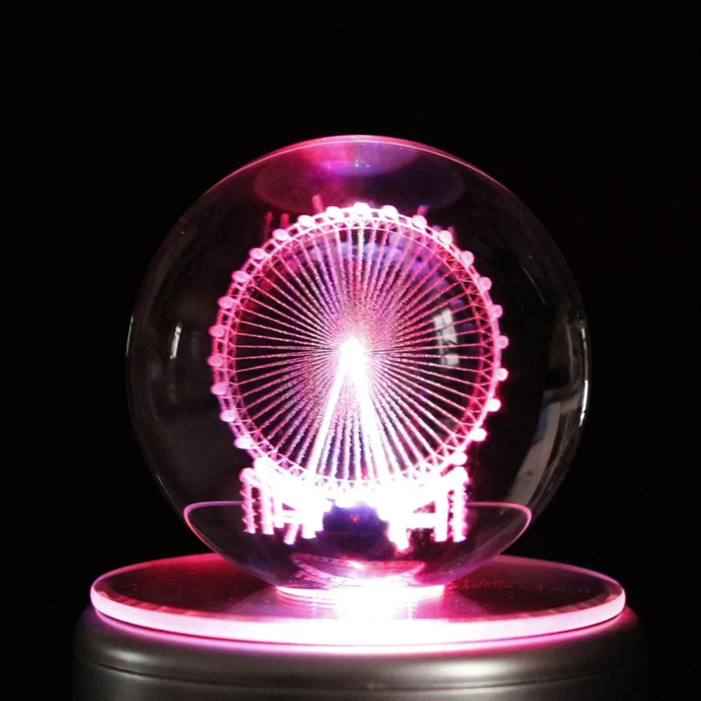 Красочные светодиодный ночник хрустальный шар музыкальная шкатулка для Для