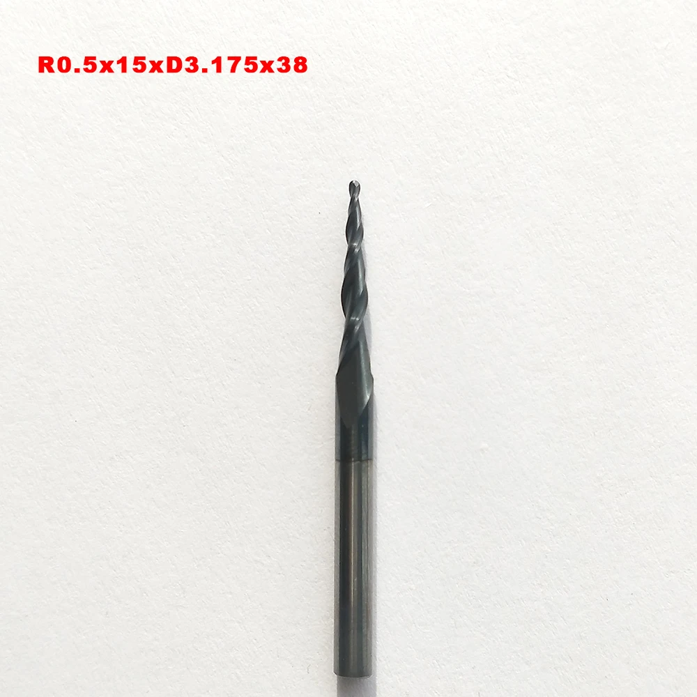 R0.5x15xD3.175x38 хвостовик 3 175 мм твердосплавные конические Фрезы с ЧПУ гравировальные