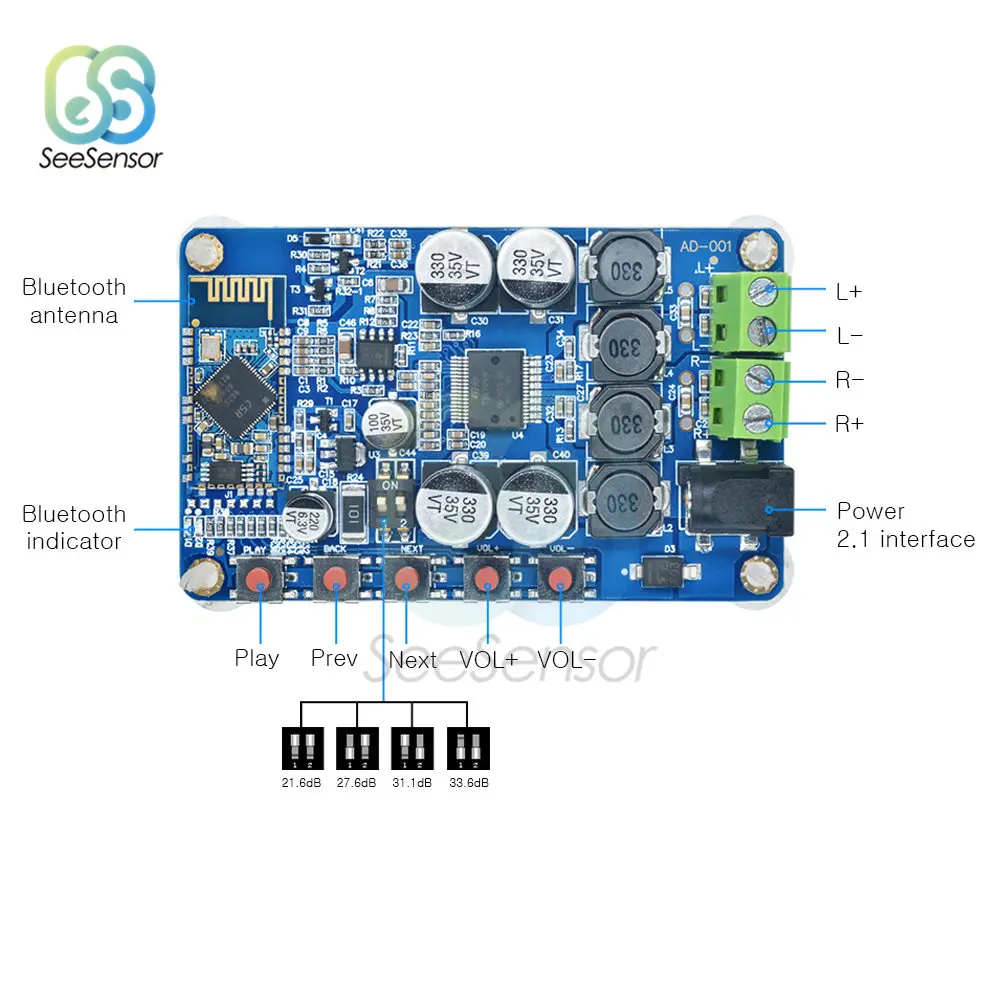 Новый TDA7492P 50 Вт + беспроводной Bluetooth 4 0 аудио приемник плата цифрового усилителя 2 1