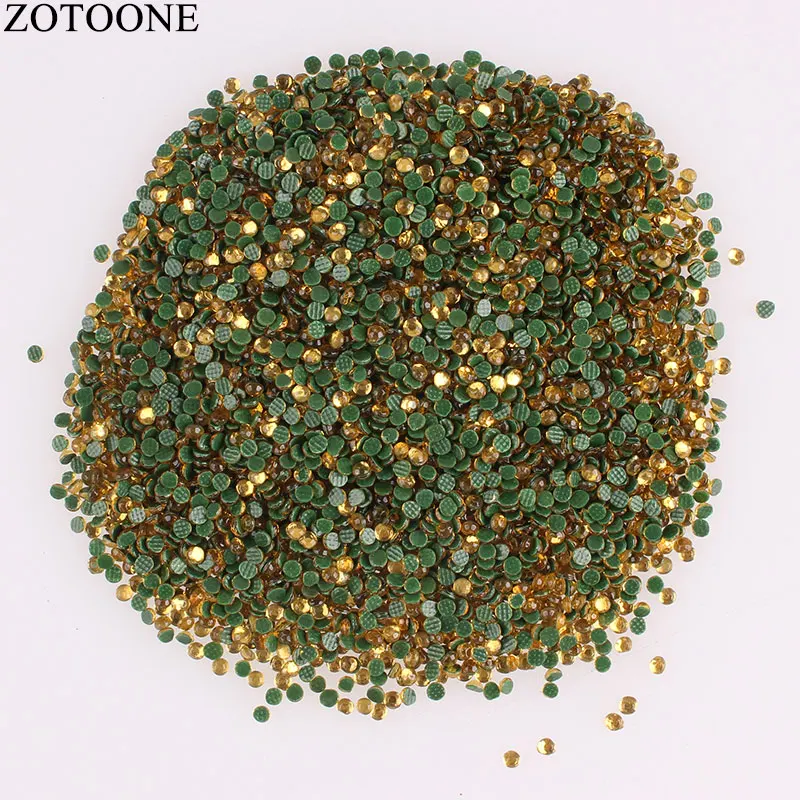 LightGold ZOTOONE 1440 шт SS16 хрустальные AB Стразы 2 мм термоклеящиеся Стразы для свадебного платья для самостоятельной сборки Стразы с плоской задней поверхностью для одежды - Цвет: LightGold