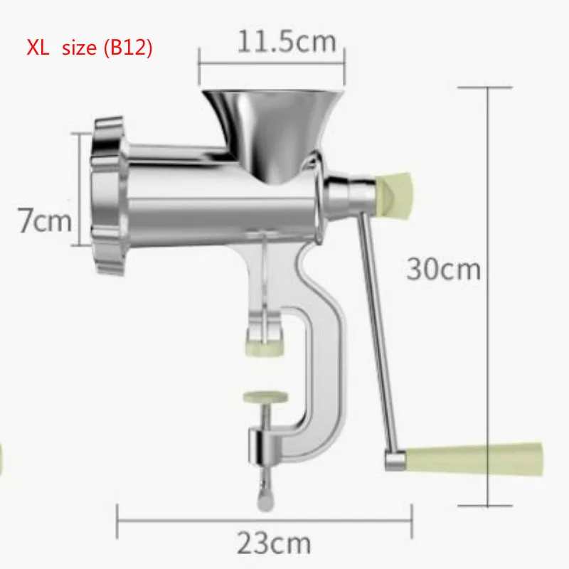 XL size (B12) 4 размера, 4 в 1, многофункциональная мясорубка, ручная домашняя дробилка для колбасы, шприц, наполнитель, экструдер, мясорубка, клизма, бесплатный подарок, 3 трубки - Цвет: XL size (B12)