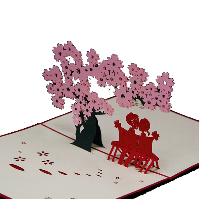 (10 шт./лот) Бесплатная доставка романтическая вишня/Сакура Любовь 3D всплывающие