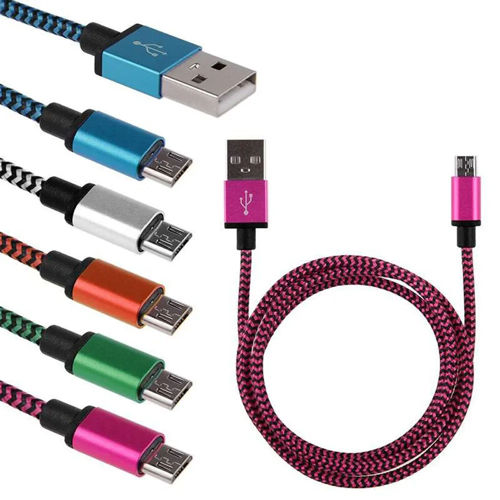 Плетеный алюминиевый Micro USB кабель для быстрой зарядки и синхронизации данных