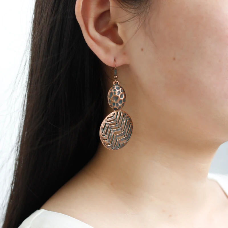 Серьги в стиле бохо большие Многослойные серьги из бронзы и металла винтажный