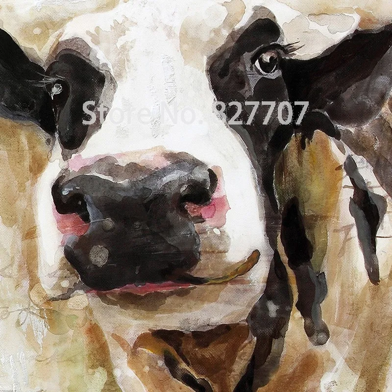 Декоративное искусство ручной маслом на холсте отпечатки корова стены картину