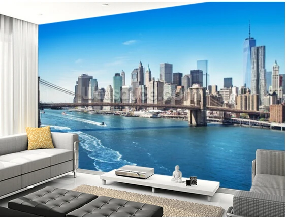 Пользовательские фото обои Нью-Йорк Бруклинский мост Skyline 3d стереоскопические