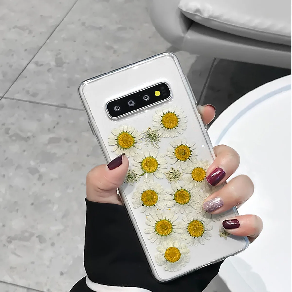 Настоящие сухие цветы прессованный чехол для samsung Galaxy S9 S10 Plus S10E S8 Note 8 9 ручной работы Прозрачный цветочный задний чехол Модный