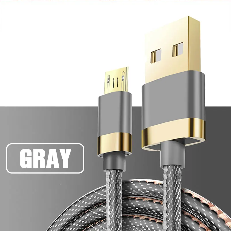 Кабель Micro usb type-C, 1 м, 3 А, быстрая зарядка, ковбой, USB, синхронизация данных, мобильный телефон, для huawei, Xiaomi, Android, samsung, шнур для передачи данных - Цвет: For Micro gray