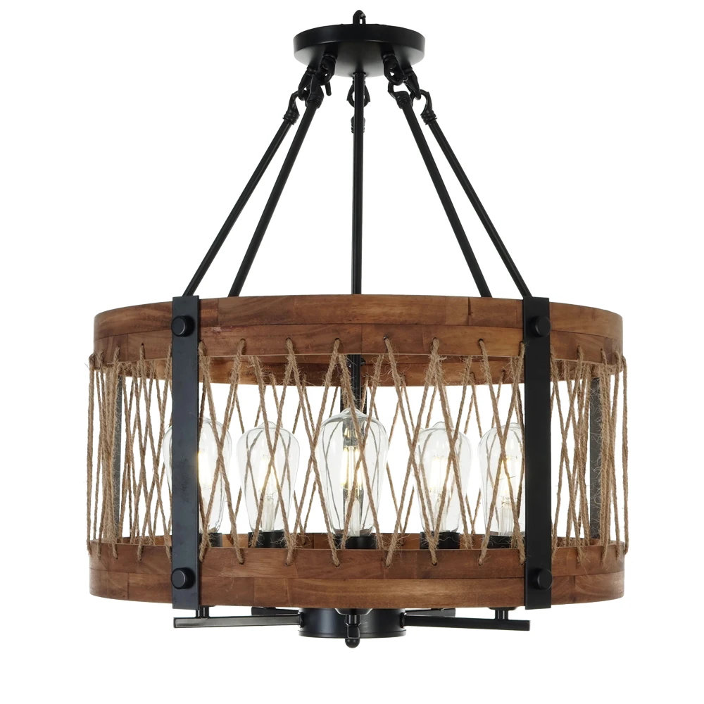 Новинка 2019 современная деревянная круглая люстра металлическая подвесное