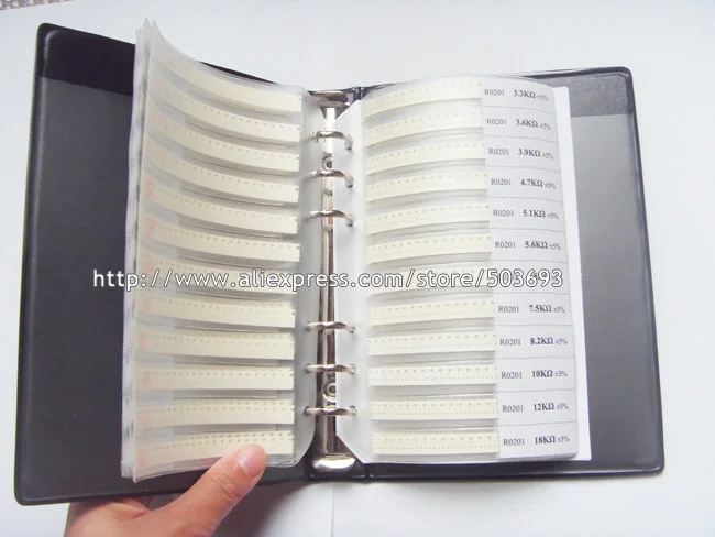 Новинка 0201 SMD резистор 5% 106valuesx50pcs+ конденсатор 51valuesX50pcs+ индуктор 38valuesx50pcs образец книги
