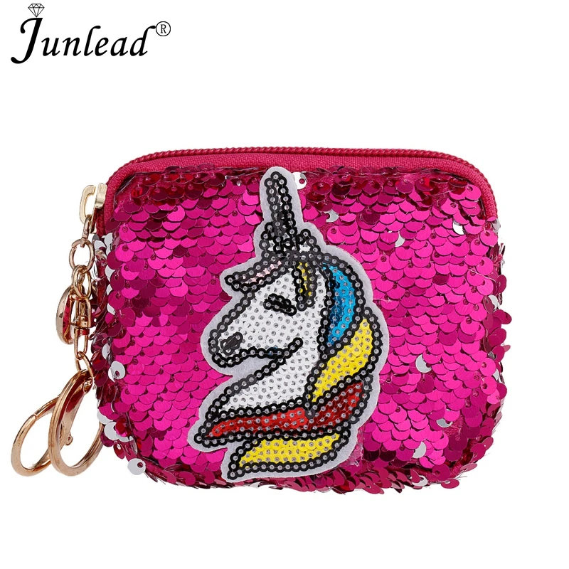 Junlead новинка Женский кошелек для монет с единорогом блестками в виде лошади