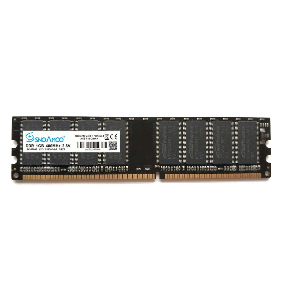Оперативная память для настольного ПК SNOAMOO DDR1 DDR 1 Гб PC2700/3200 333 МГц/400 МГц 184Pin CL2.5 DIMM
