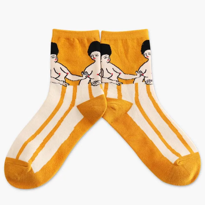 

[COSPLACOOL]Funny Cartoon Girl Patterned Ankle Funny Socks Women Short Hipster Japanese Casual Creative Socks Summer Art Sokken