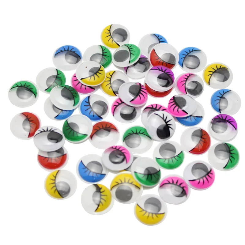 100pcs/lot 6 7 8mm Toy Garment Round Eyes With Eyelash Dolls Parts Plastic Wiggly Wobbly Googly Eye DIY Scrapbook Crafts LX623 | Дом и сад