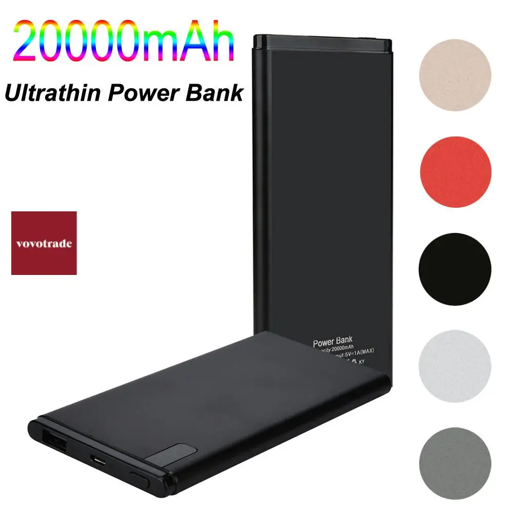 Ультратонкое портативное Внешнее зарядное usb устройство для аккумулятора 20000 мАч