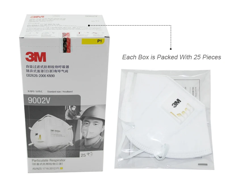 3M 9002V KN90 складные маски от пыли головной износ/с клапаном(промышленные загрязнения/Велоспорт защиты/PM2.5