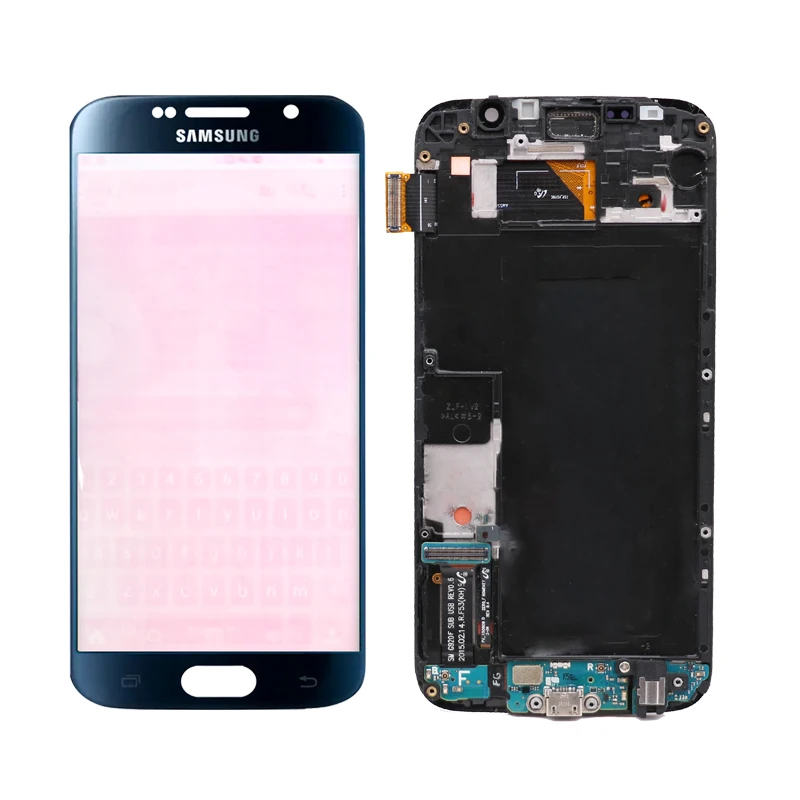SUPER AMOLED 5,1 ''дисплей с ЖК-экраном с рамкой для SAMSUNG Galaxy S6 G920 G920F кодирующий преобразователь сенсорного экрана в сборе