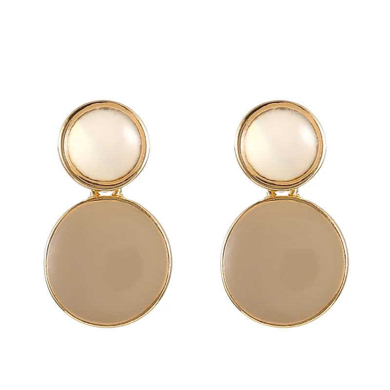  Корейские темпераментные простые круглые глянцевые серьги в форме капли