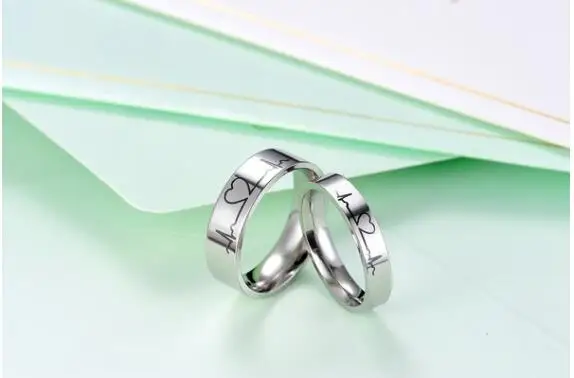 Кольца с рисунком кардиограммы ювелирные изделия Модные титановые стальные