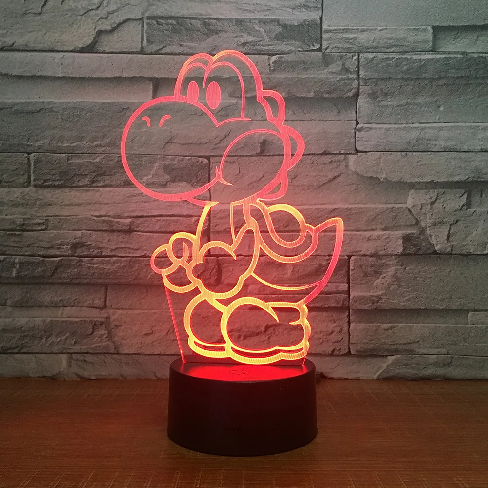 Yoshi Mario 3D 7 цветов светодиодные ночники для детей сенсорные Usb настольные Lampara Lampe