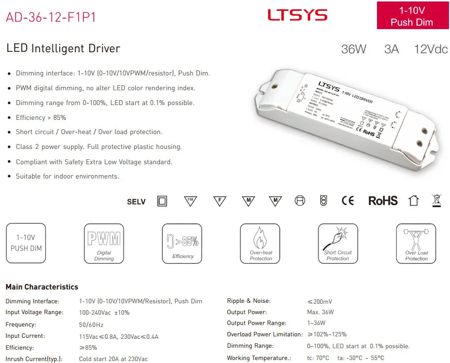 AC110 220 V постоянного тока до DC12V 24 V 36 W 50 W 75 W 150 W симисторное затемнение драйвер питания, 0-10 V/1-10 V Драйвер для Светодиодные полосы света