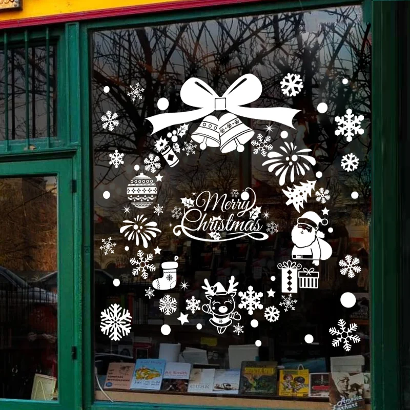 Рождественские магазины оконные стеклянные наклейки новогодняя декоративная