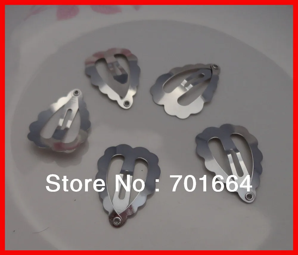 

100PCS 3.0cm 1.15inch silver finish plain frilly heart metal snap clip at Nickle free LEAD free Kids hair clips hairpins