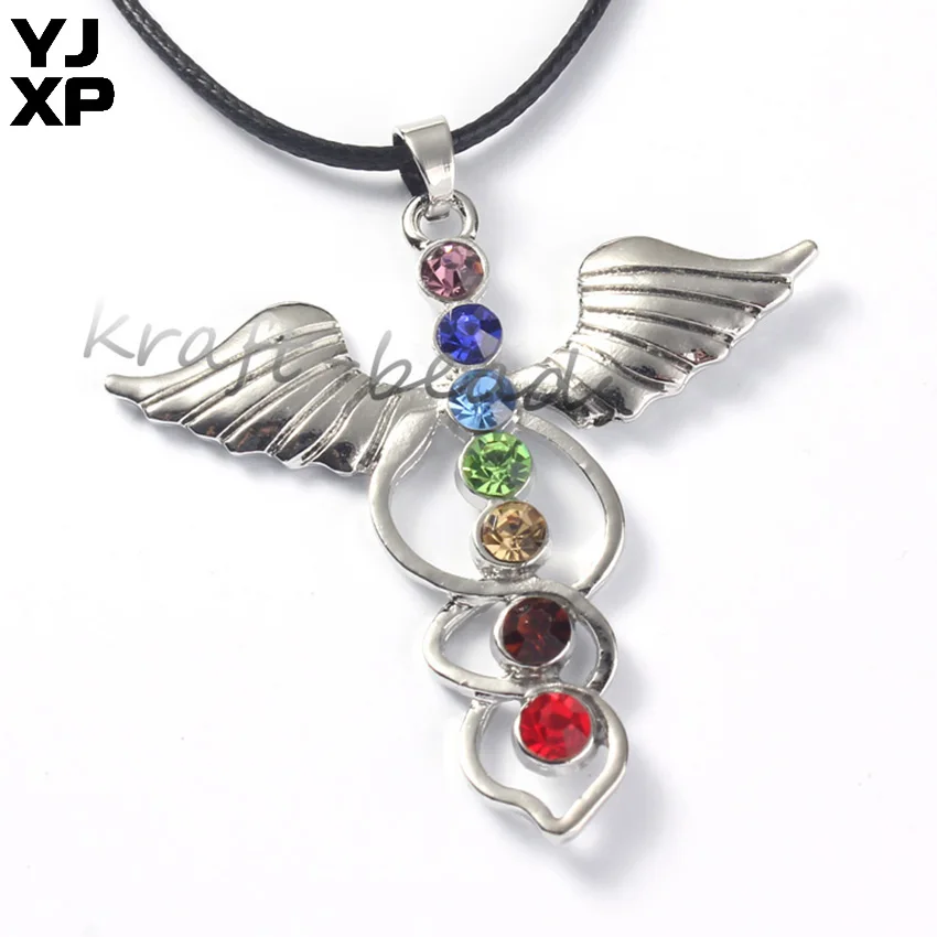 YJXP ангел хранитель с крыльями Pendants 7 Чакра Стразы рейки исцеляющая волшебная
