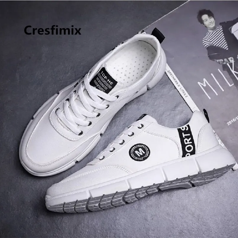 Мужская обувь Cresfimix черная повседневная на шнурках белого цвета C5004|Мужские