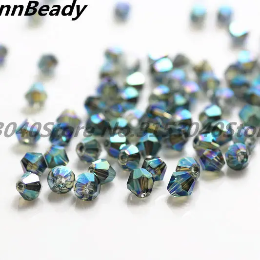 Clear Green AB 100 шт Позолоченные 4 мм двухконусные хрустальные бусины стеклянные бусины россыпью разделительные бусины Сделай Сам ювелирные изделия Австрийские хрустальные бусины - Цвет: Clear Green AB