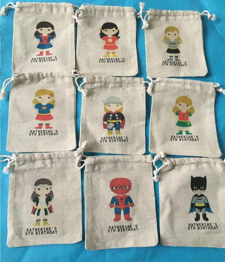 Подарочные сумки для девочек с супергероями по индивидуальному заказу дня