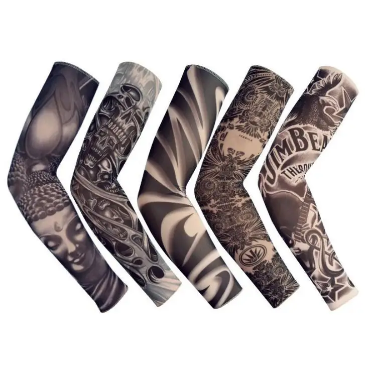 1 шт. человек татуировки гетры модные панк УФ tam Tema Tatuagem Falsa Mangas Aquecedores эластичность