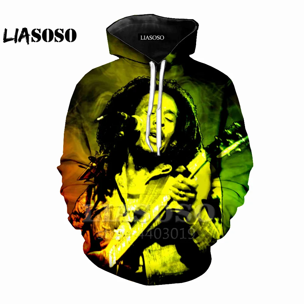 Liaseo 2018 новейший дизайн Reggae King Bob Marley 3D печать для женщин/мужчин толстовки свитшоты