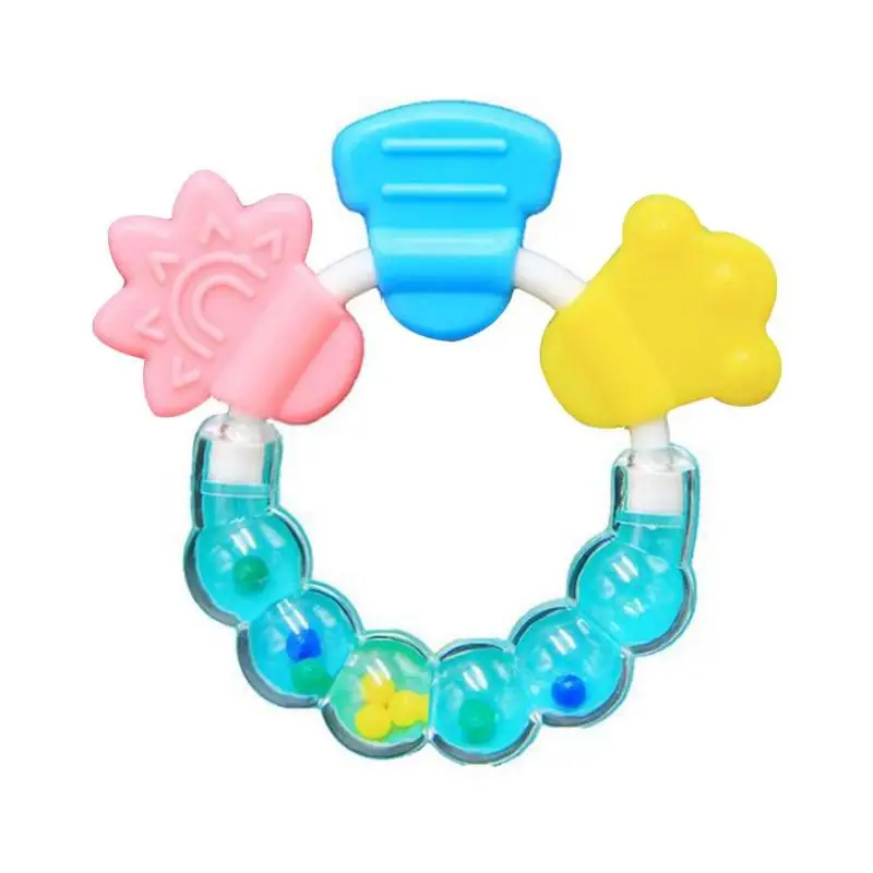 New Cartoon Baby Baby Teether Educational Toys Bite Baby Rattle Round Teether Toys Bed Silica gel Hand Bell