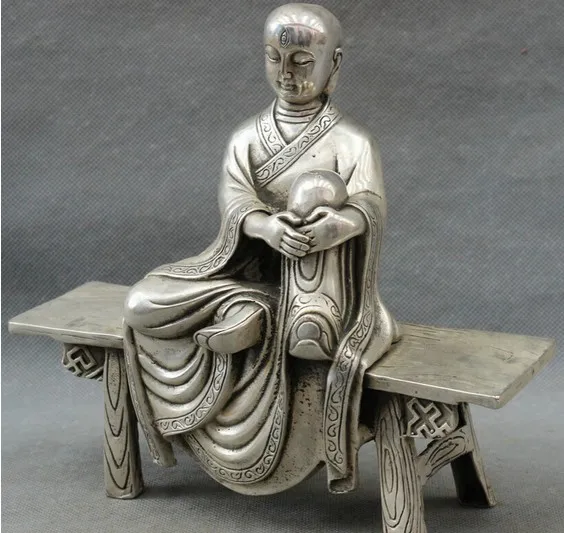 YM 316 8 &quotКитайский серебряный буддийский молитвенный Архат фигурка монаха