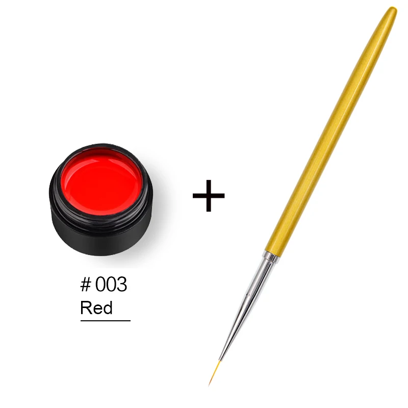 red (with brush) Гель-лак для ногтей, 8 мл, черный, золотой, серебряный, креативный рисунок проволоки, рисунок паука, Гель-лак для рисования, лак для ногтей - Цвет: red (with brush)