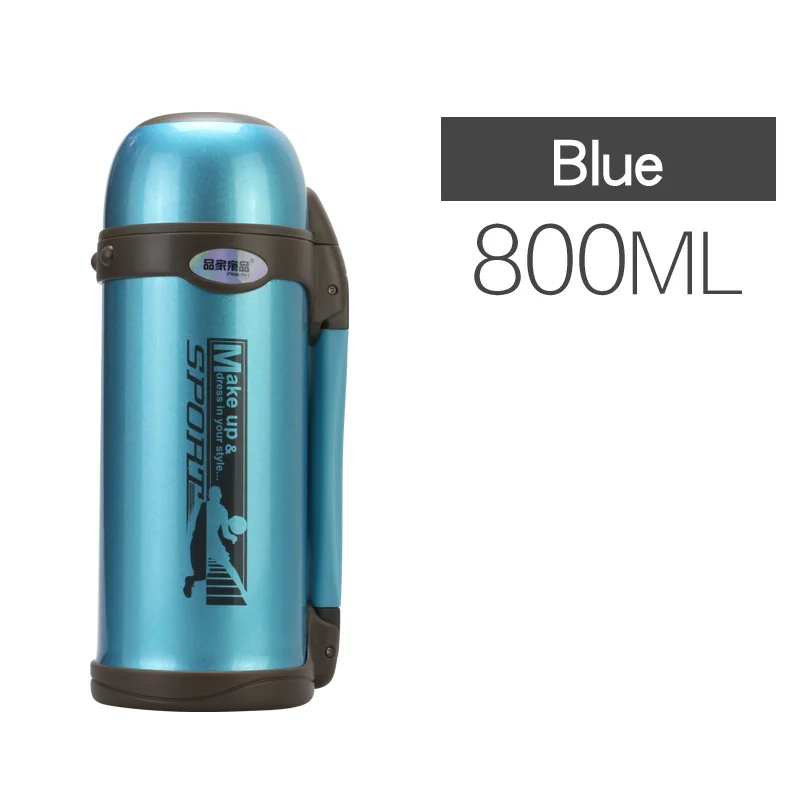800ml Пинках Термосы Из Нержавеющей Стали 0.8L 1L большой размер Спорт на открытом воздухе путешествия чашка термос питьевой воды бутылка тепловой - Цвет: 800ml
