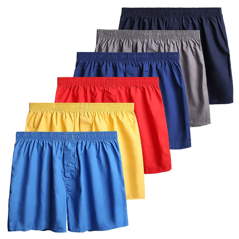 Трусы-боксеры мужские 3 шт./лот 100% хлопок удобные дышащие однотонные свободные