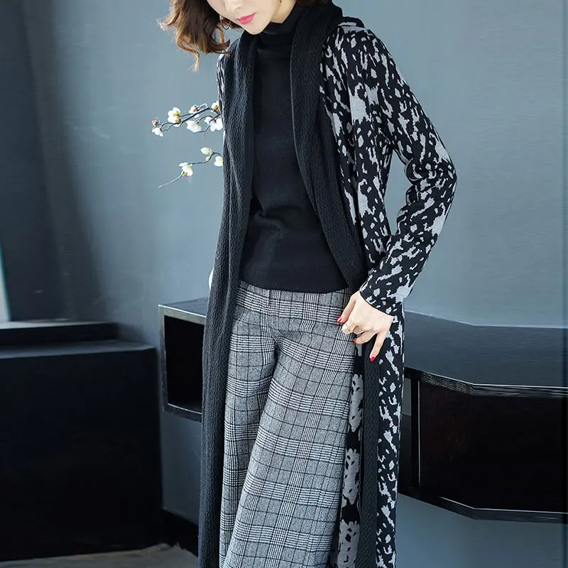 Spring Knitting Female Cardigan 2019 New Loose Color Matching Hooded feminine coat Autumn Large Size 3XL Sweater Women SS230 |