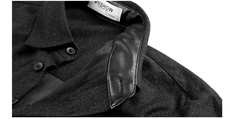 New 2016 Brand Autumn Men Slim Fit Long Sleeve Shirt Luxury Leisure leather Patchwork Male Formal Stylish camisa masculina | Мужская