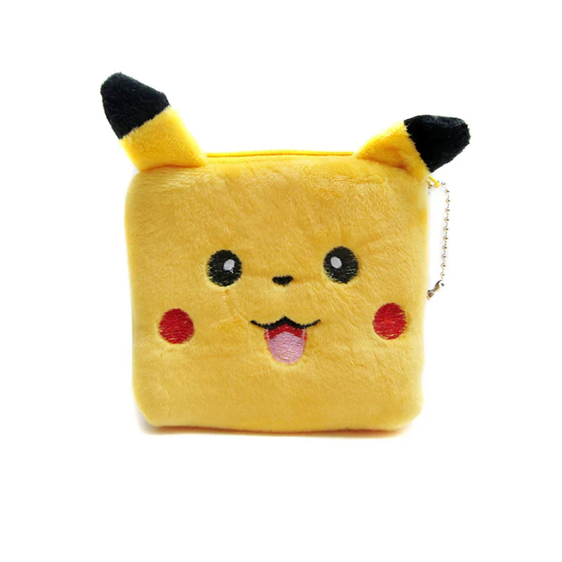 Мультяшный квадратный стежок Сова Пикачу Кошелек для монет на молнии женская