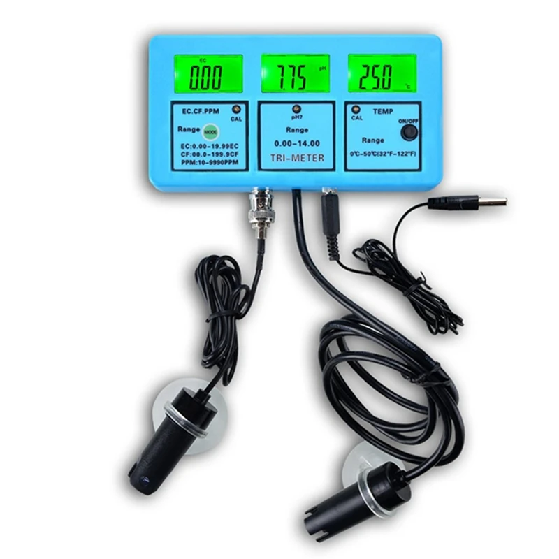 

Многопараметрический монитор качества воды 5 в 1, ЖК-дисплей, pH EC CF TDS, онлайн-измеритель температуры для аквариумов, ацидометр с зеленой подс...